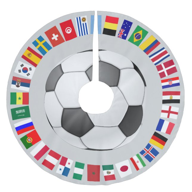 FOOTBALL SOCCER 2018 TEAM FLAGS SYMBOL CIRCLE BRUSHED POLYESTER TREE SKIRT (Front)