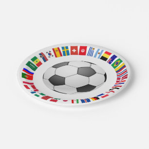 FOOTBALL SOCCER 2018 TEAM FLAGS SYMBOL CIRCLE PAPER PLATE