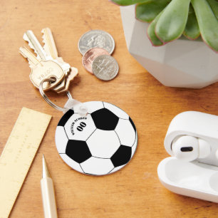 Football & Soccer Ball Keychain with Name & Number