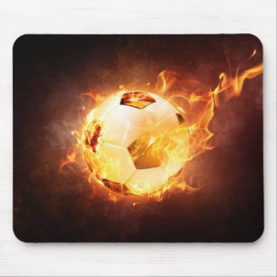Football Soccer Ball on Fire Mouse Mat