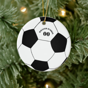 Football & Soccer Ball Ornament with Name & Number