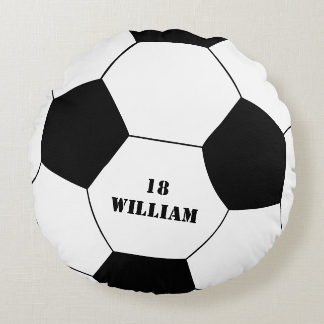Football & Soccer Ball Pillow with Name & Number (Front)