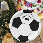 Football & Soccer Ball Plates with Name & Number<br><div class="desc">Paper Plates: Football / Soccer ball party plates with easily customised Number & Name. Text can be easily deleted if you prefer.</div>