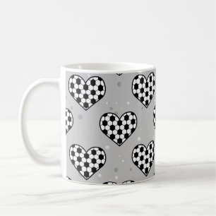 Football / Soccer Ball Texture In Heart Shape   Coffee Mug
