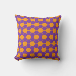 Football / Soccer Ball Texture - Purple & Orange Cushion