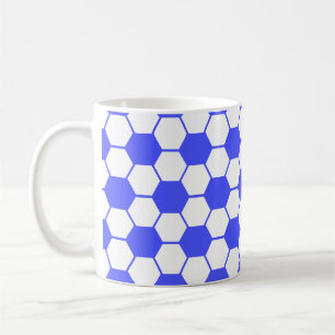 Football / Soccer Ball Texture - White and Blue Coffee Mug