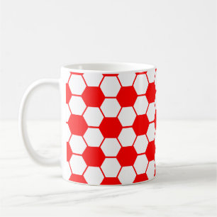 Football / Soccer Ball Texture - White and Red Coffee Mug