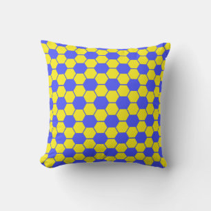 Football / Soccer Ball Texture - Yellow & Blue Cushion