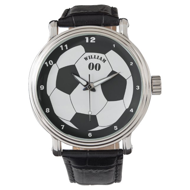 Football & Soccer Ball Watch with Name & Number (Front)