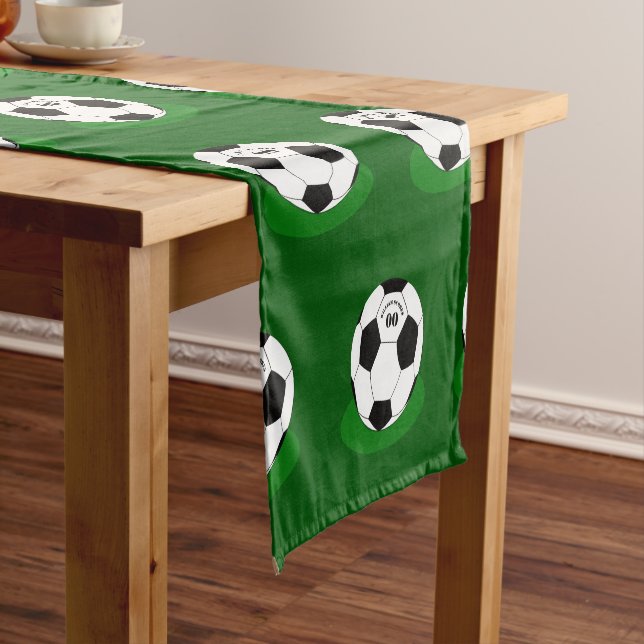 Football, Soccer Ball with Name & Number Short Table Runner (In Situ)