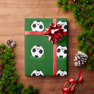 Football, Soccer Ball with Name & Number Wrapping Paper