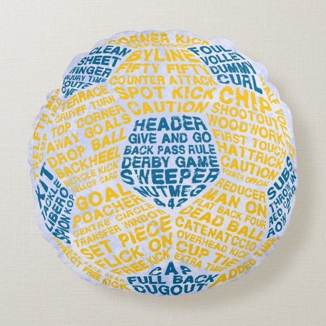 Football Soccer Ball Word Art  Round Cushion (Front)