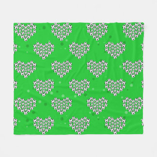 Football / Soccer - Balls In Heart Shape Pattern  Fleece Blanket