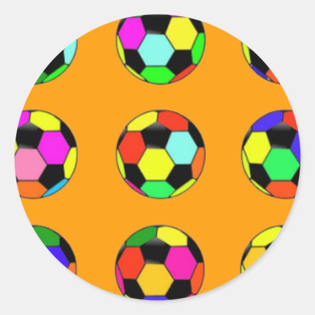 football - soccer balls pattern classic round sticker (Front)