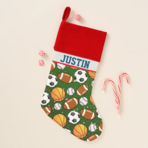Football soccer baseball basketball Pattern Christmas Stocking
