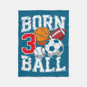 Football soccer basketball 3nd birthday boy born fleece blanket