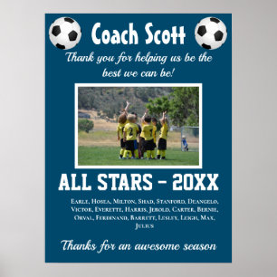 Football Soccer coach gift with team photo Poster