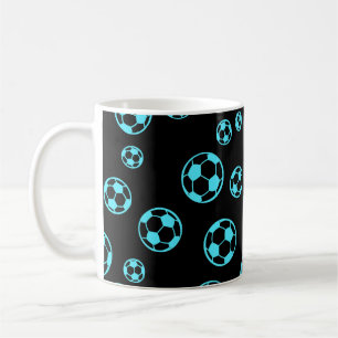 Football / Soccer Colours Balls In Blue Pattern Coffee Mug