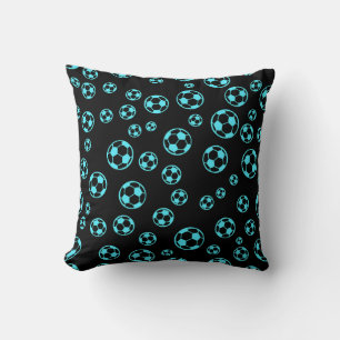 Football / Soccer Colours Balls In Blue Pattern Cushion
