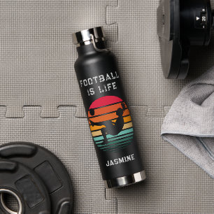 Football Soccer Custom Text & Name Girls Water Bot Bottle