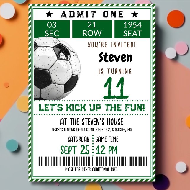 Football soccer game kids birthday invitation (Creator Uploaded)