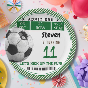 Football soccer game kids birthday paper plate