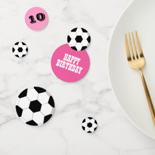 Football soccer girls birthday pink   CUSTOM AGE Confetti
