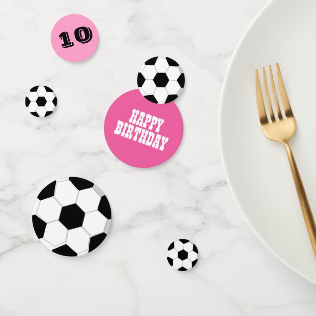 Football soccer girls birthday pink | CUSTOM AGE Confetti (Group)
