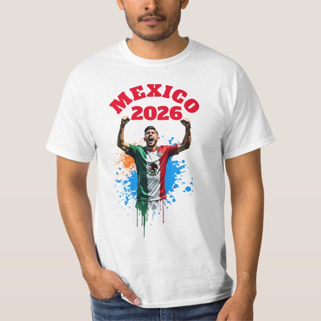 Football Soccer Goal Celebration Mexico Flag 2026 T-Shirt (Front)