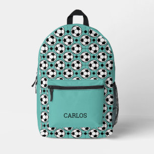 Football Soccer Green Turquoise Printed Backpack
