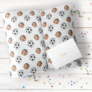 Football Soccer Kids Happy Birthday Name & Photo  Wrapping Paper