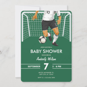 Football soccer player baby shower invitation