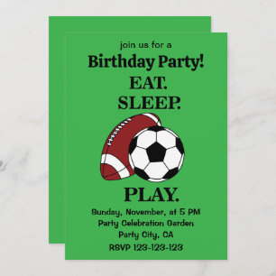 Football Soccer Player Coach Birthday Party Invitation