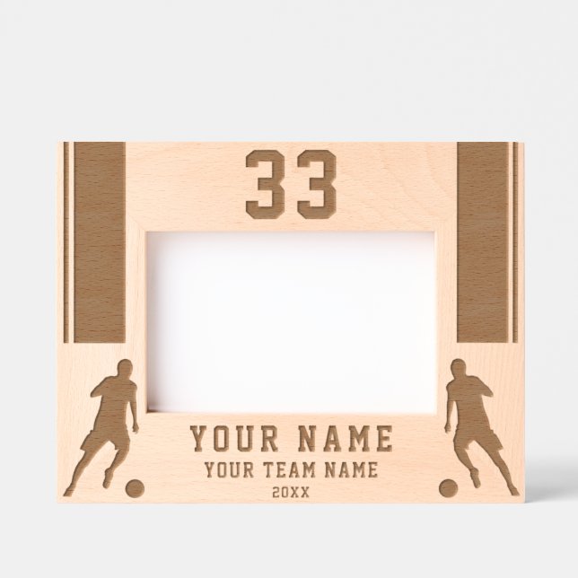 Football Soccer Player Silhouette Sports Etched Frames (Front)