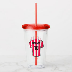 Football Soccer Shirt in Red Stripes Supporter Fan Acrylic Tumbler
