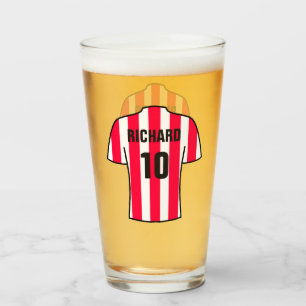 Football Soccer Shirt in Red Stripes Supporter Fan Glass