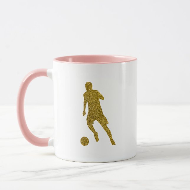 Football Soccer Shooter | Cool Gold Glitter Look Mug (Left)