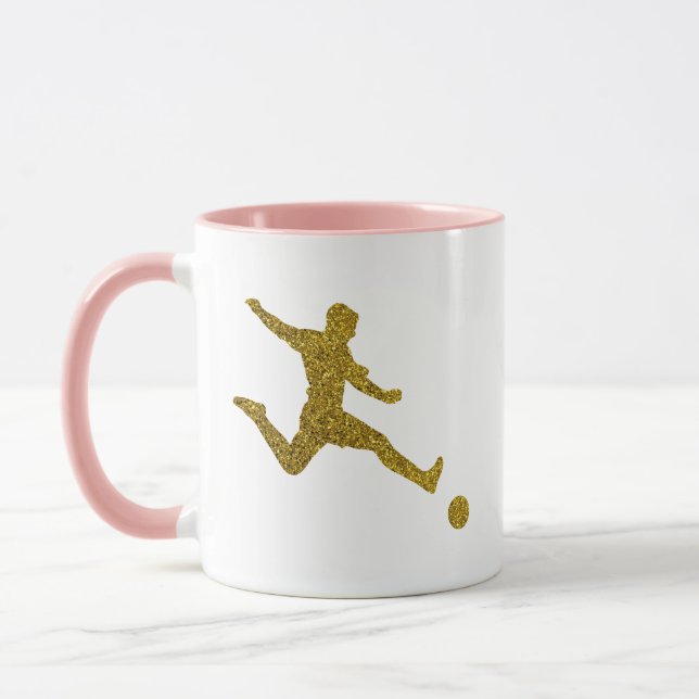 Football Soccer Shooter | Cool Gold Glitter Look Mug (Left)