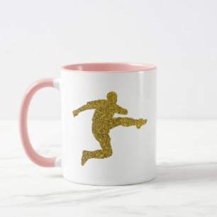 Football Soccer Shooter   Cool Gold Glitter Look Mug