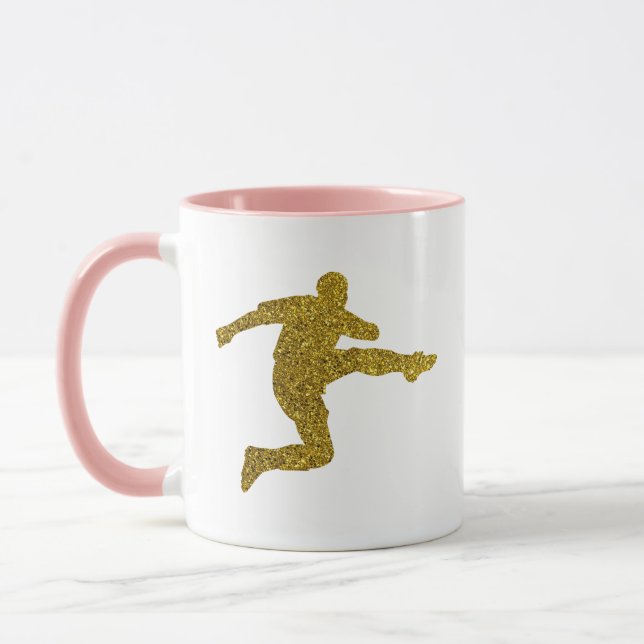 Football Soccer Shooter | Cool Gold Glitter Look Mug (Left)