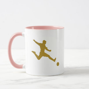Football Soccer Shooter   Cool Golden Leather Look Mug