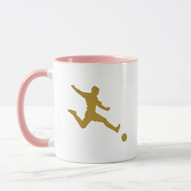 Football Soccer Shooter | Cool Golden Leather Look Mug (Left)