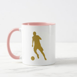 Football Soccer Shooter   Cool Golden Leather Look Mug