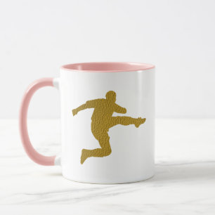 Football Soccer Shooter   Cool Golden Leather Look Mug