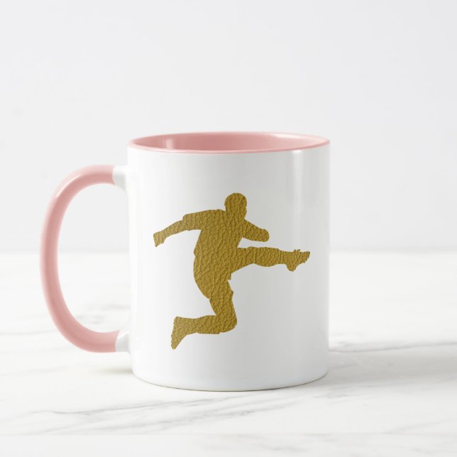 Football Soccer Shooter | Cool Golden Leather Look Mug (Left)