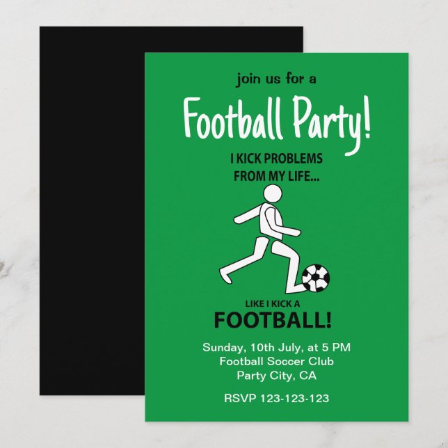 Football Soccer Sports Football Party Invitation (Front/Back)