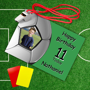 Football/Soccer Two Photo Any Age Birthday Card