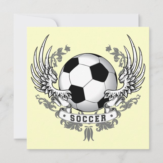 Football Soccer Wings Invitation (Front)