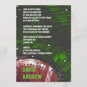 Football Splatter Bar Bat Mitzvah Invitation