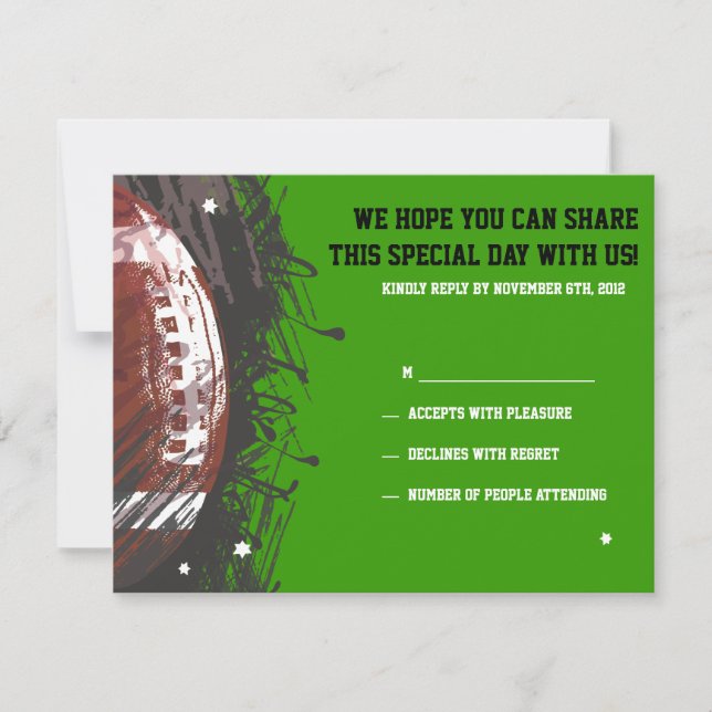 Football Splatter Bar Bat Mitzvah Reply Card (Front)